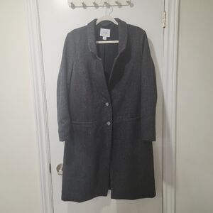 Old Navy Grey Herringbone Wool Blend Coat